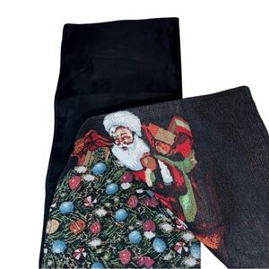 Christmas Santa Table Runner Christmas Tree Needlepoint Style 72”Long